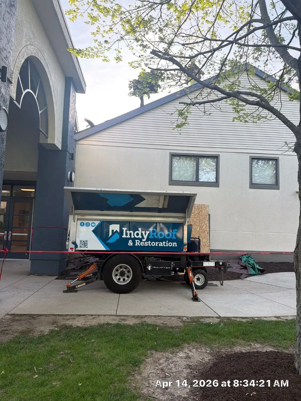 Storm damage documentation on a Peru commercial building