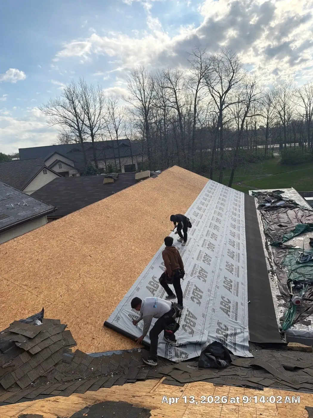 Storm damage documentation on a Peru commercial building